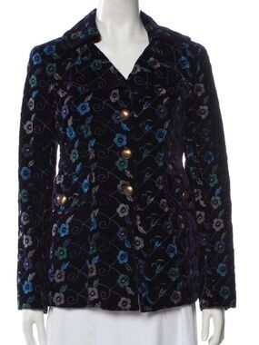 Black Floral Embroidered Blazer